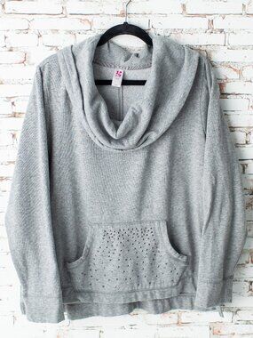 L5 Active Women's 18/20 Gray Hoodie Sweatshirt Studded Kangaroo Pocket Plus